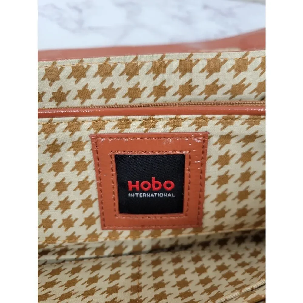 Hobo International Apricot Patent Leather Clutch Bag Small Rectangle Fold over